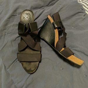 BCBG Black Elastic Wedges - Sz 9